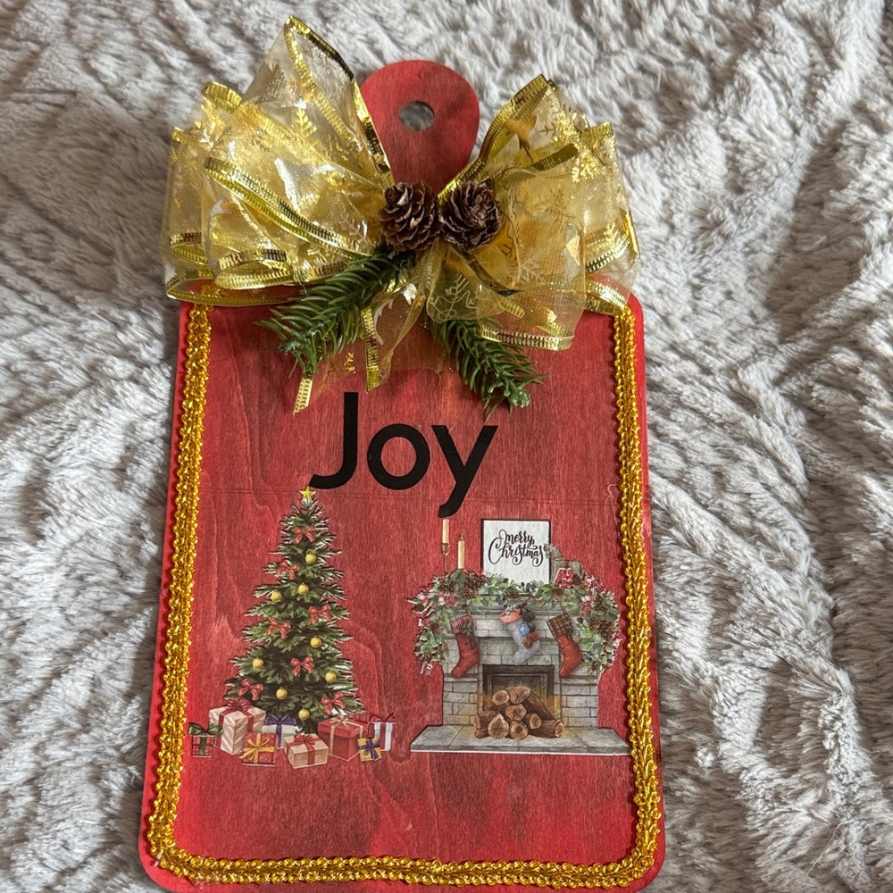 Festive Red Holiday Cutting Board with Gold Accents